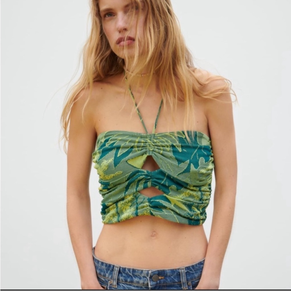 Zara Jacquard Halter Top Small